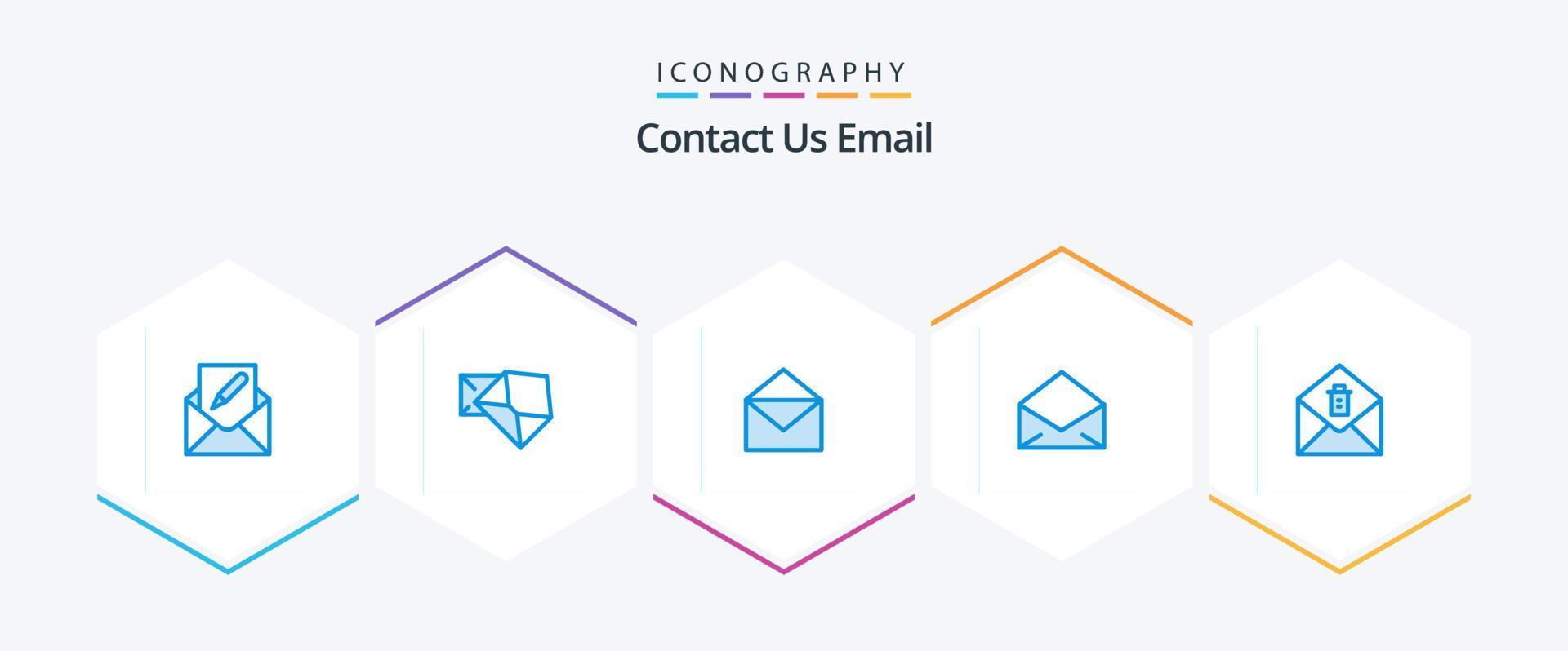 Email 25 Blue icon pack including . delete. open. message. open vector