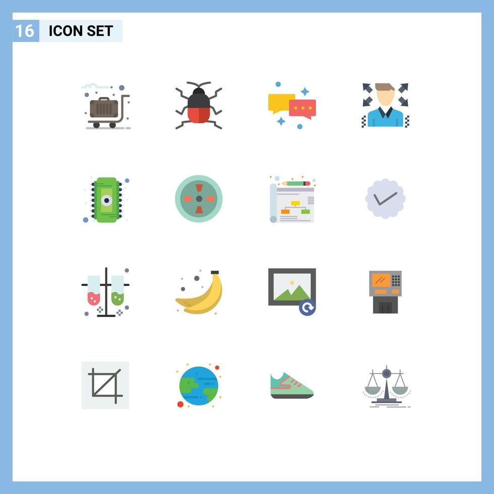 16 Creative Icons Modern Signs and Symbols of memory chip chat profile businessman Editable Pack of Creative Vector Design Elements