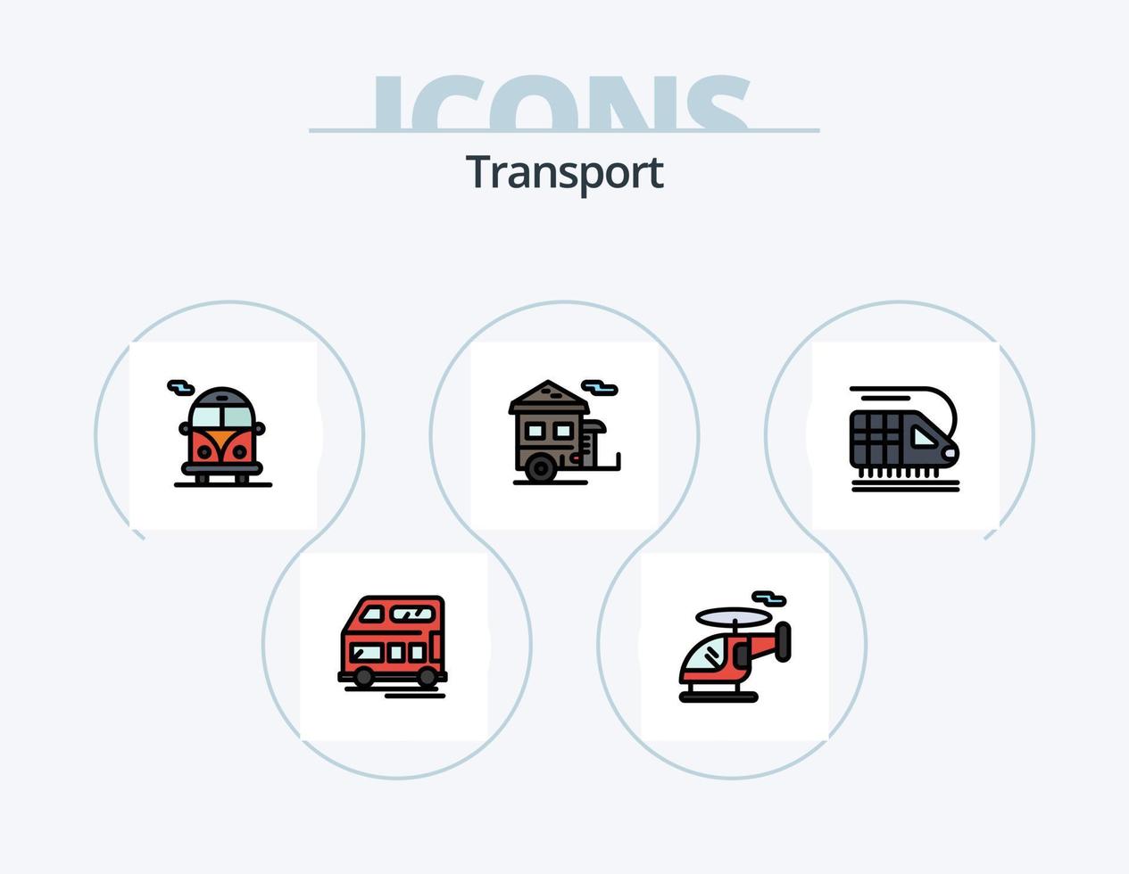transporte línea lleno icono paquete 5 5 icono diseño. . transporte. transporte. scooter. transporte vector