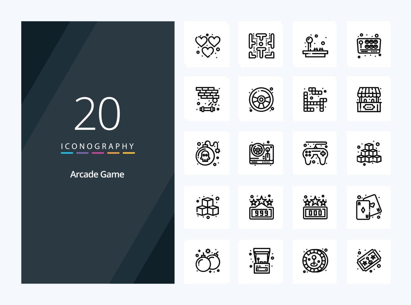 20 arcada contorno icono para presentación vector