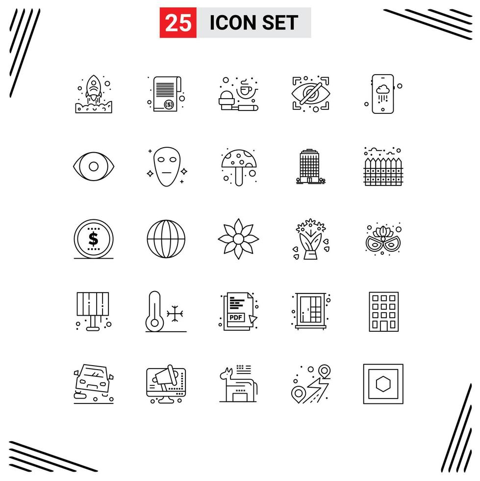 Group of 25 Lines Signs and Symbols for mobile private taxes eye powder Editable Vector Design Elements