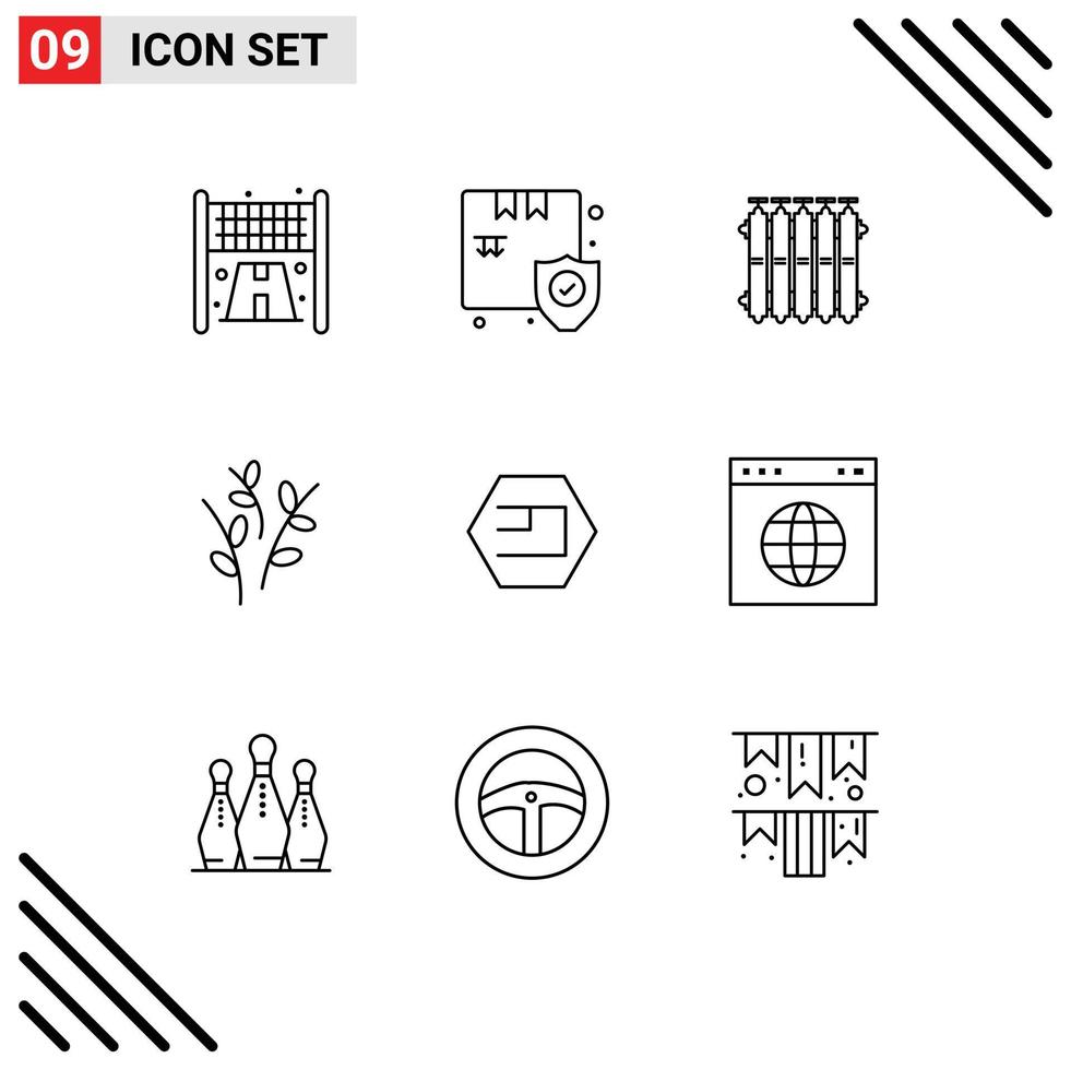 Outline Pack of 9 Universal Symbols of coin nature heating easter buds Editable Vector Design Elements