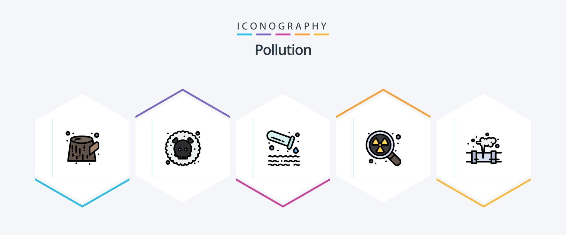 contaminación 25 línea de relleno icono paquete incluso contaminación. gas. contaminación. buscar. radioactivo vector