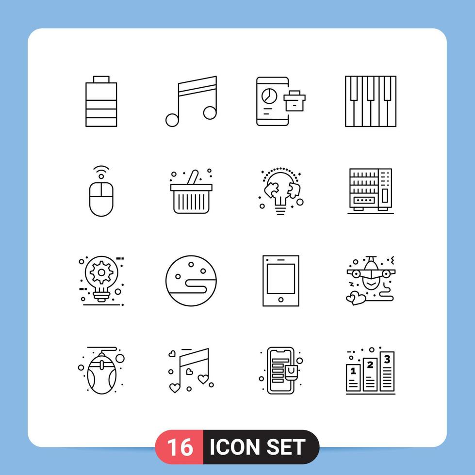 16 Outline concept for Websites Mobile and Apps apple piano marketing music audio Editable Vector Design Elements