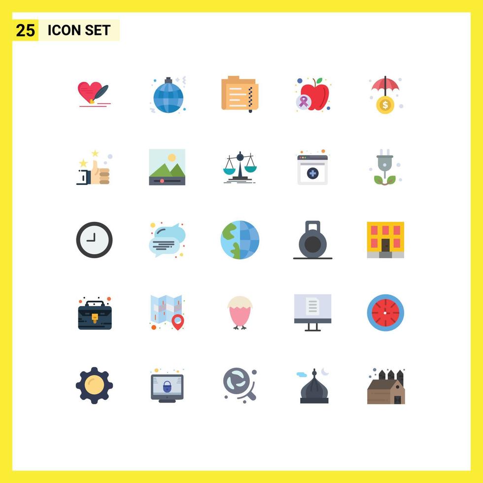 Pack of 25 Modern Flat Colors Signs and Symbols for Web Print Media such as food fruit world apple file Editable Vector Design Elements