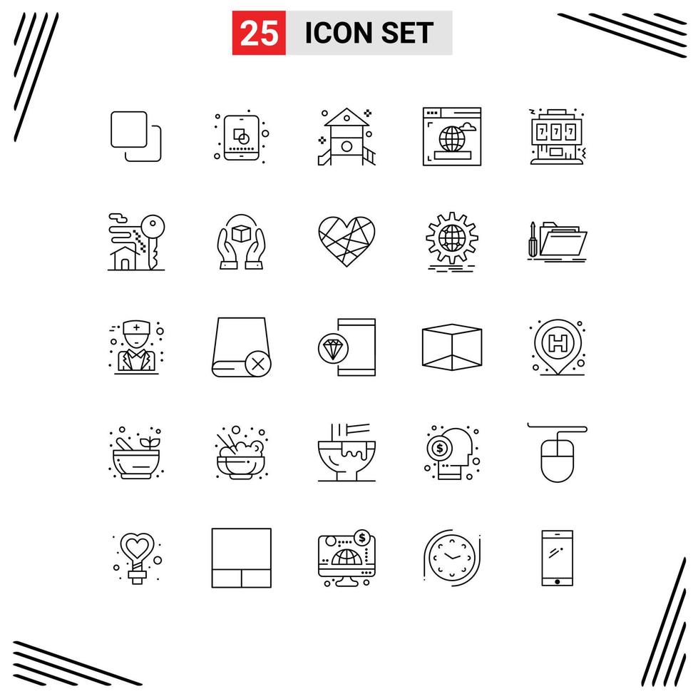 25 Universal Lines Set for Web and Mobile Applications gaming web childhood internet play Editable Vector Design Elements