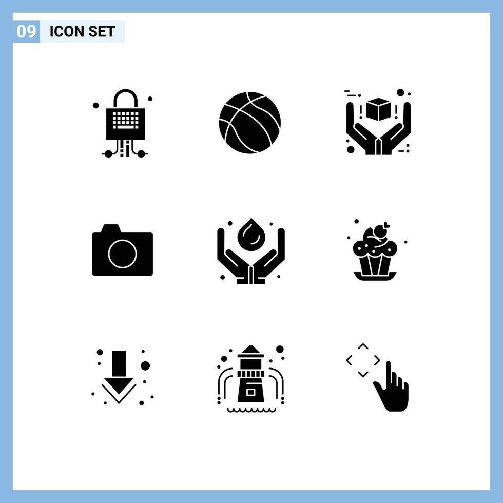 Set of 9 Modern UI Icons Symbols Signs for care photo great image product Editable Vector Design Elements