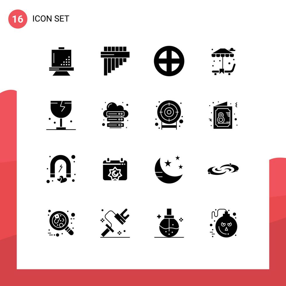 Mobile Interface Solid Glyph Set of 16 Pictograms of delivery garden decoration park window Editable Vector Design Elements