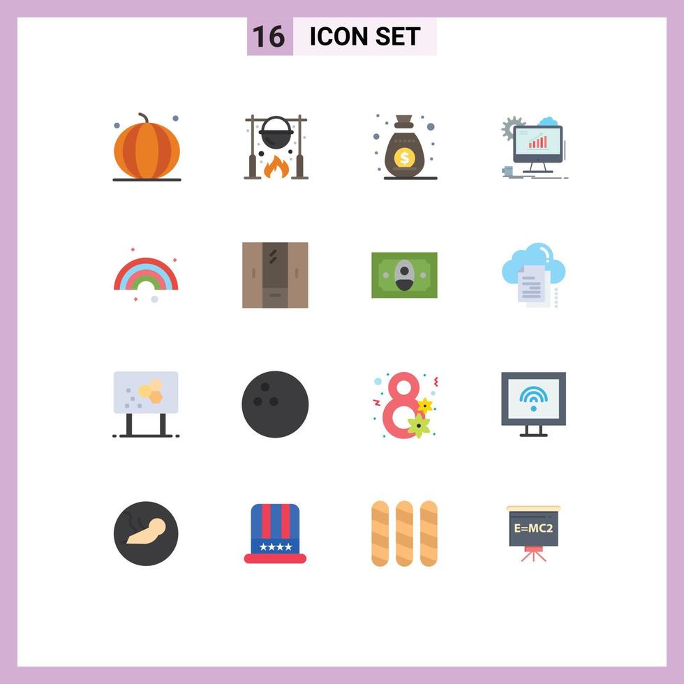 16 Flat Color concept for Websites Mobile and Apps web chart food analytics speaker Editable Pack of Creative Vector Design Elements