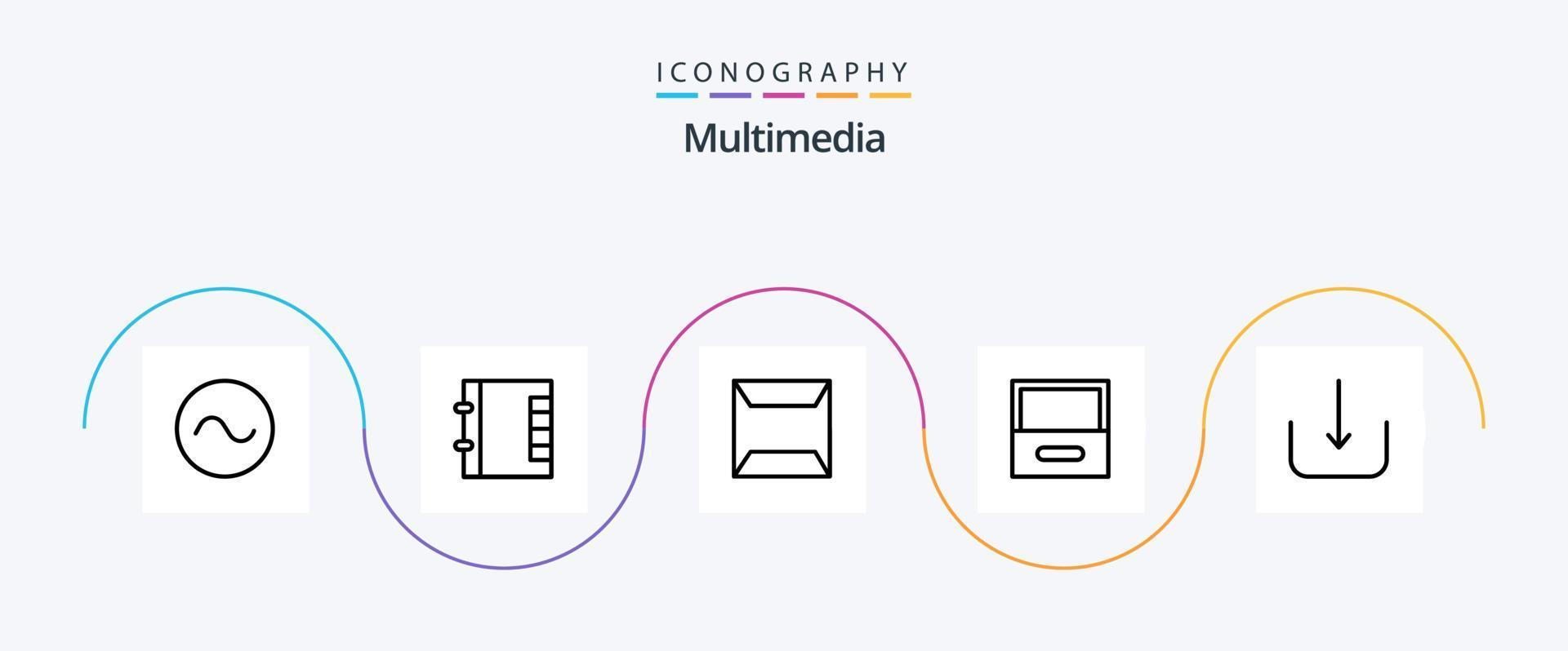 Multimedia Line 5 Icon Pack Including . sealed. ui. download vector