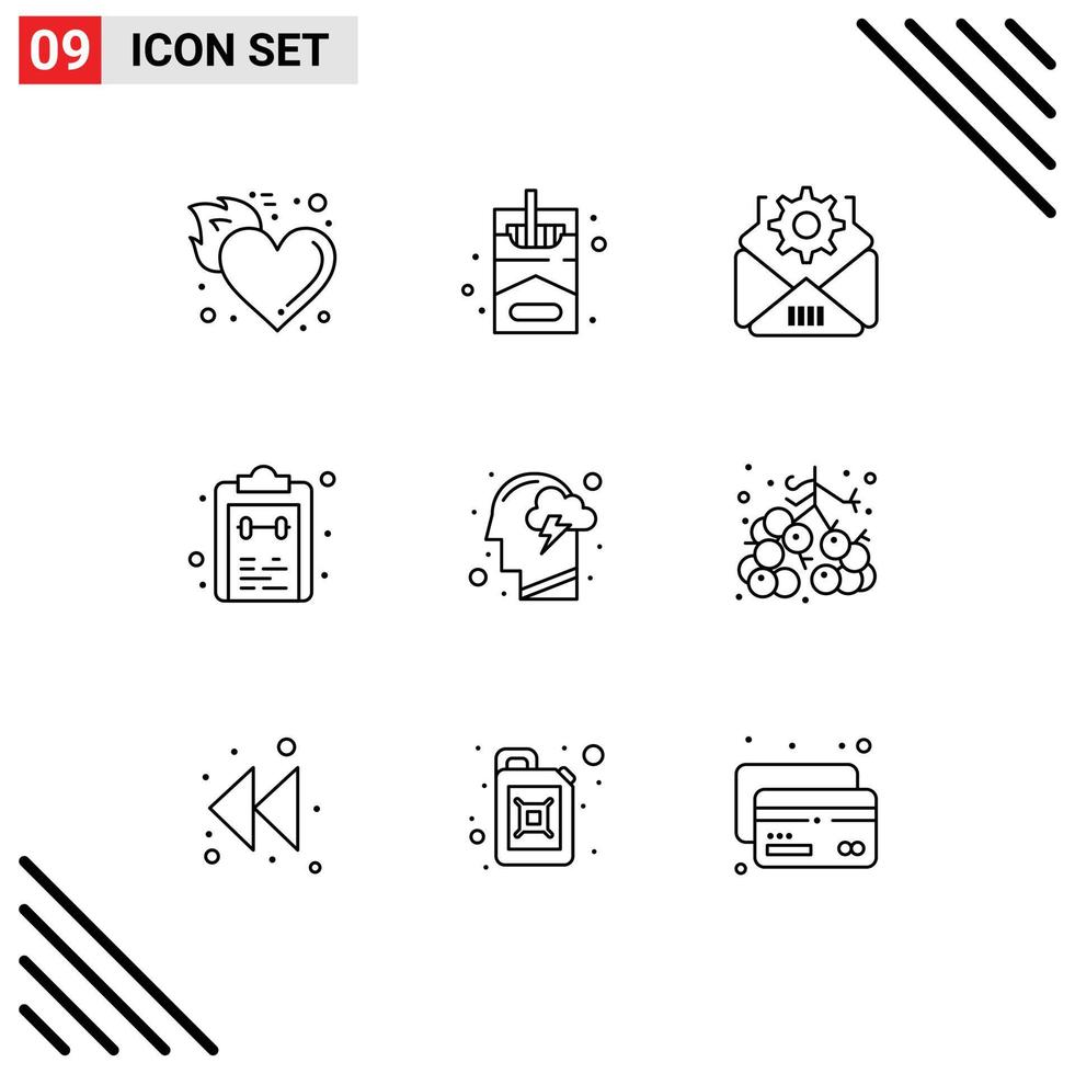 Outline Pack of 9 Universal Symbols of head task mail notepad list Editable Vector Design Elements