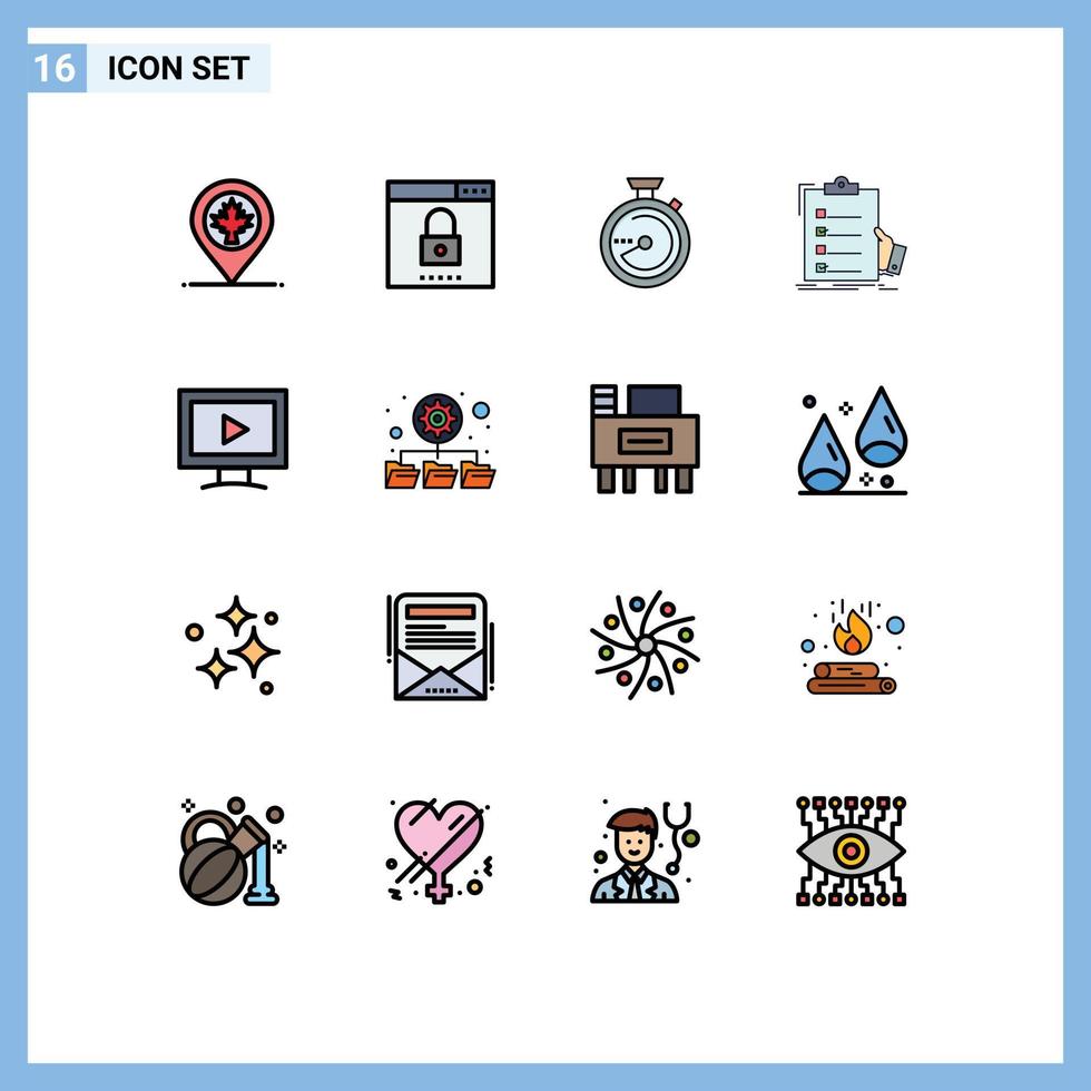 Set of 16 Modern UI Icons Symbols Signs for clipboard expertise security check location Editable Creative Vector Design Elements