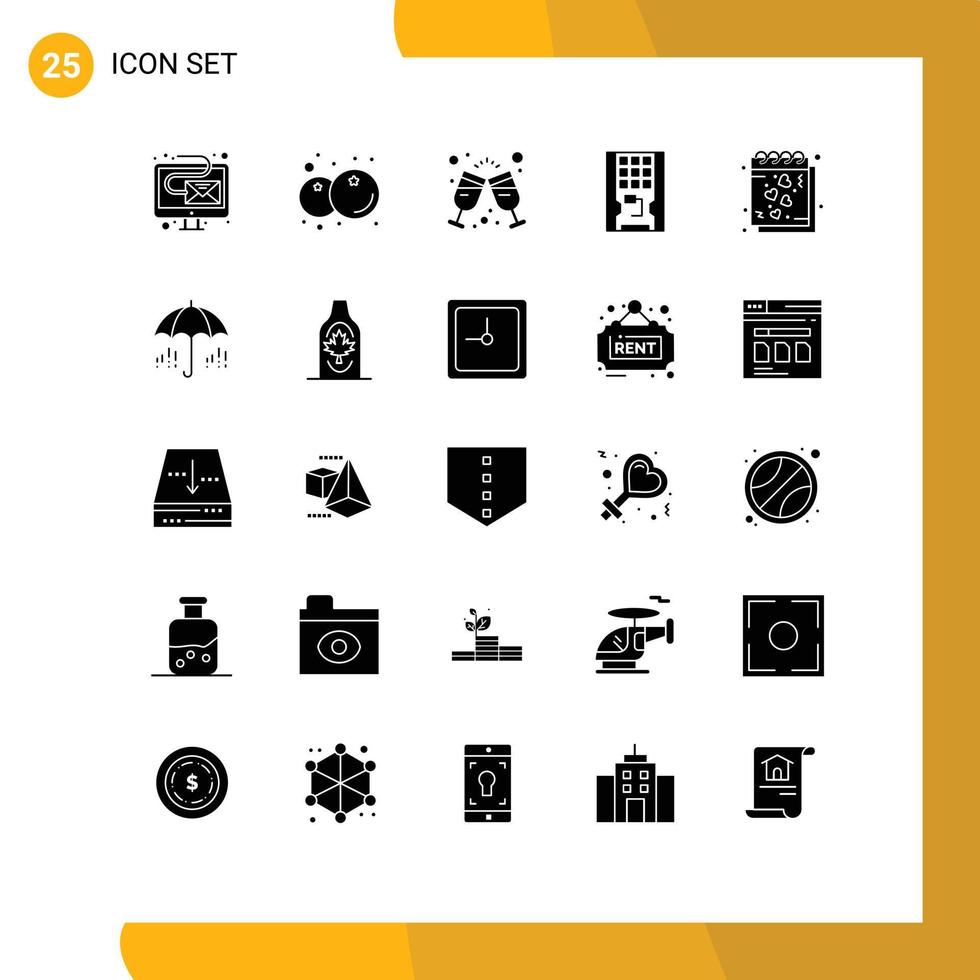 Set of 25 Modern UI Icons Symbols Signs for date solid wine hardware disk Editable Vector Design Elements