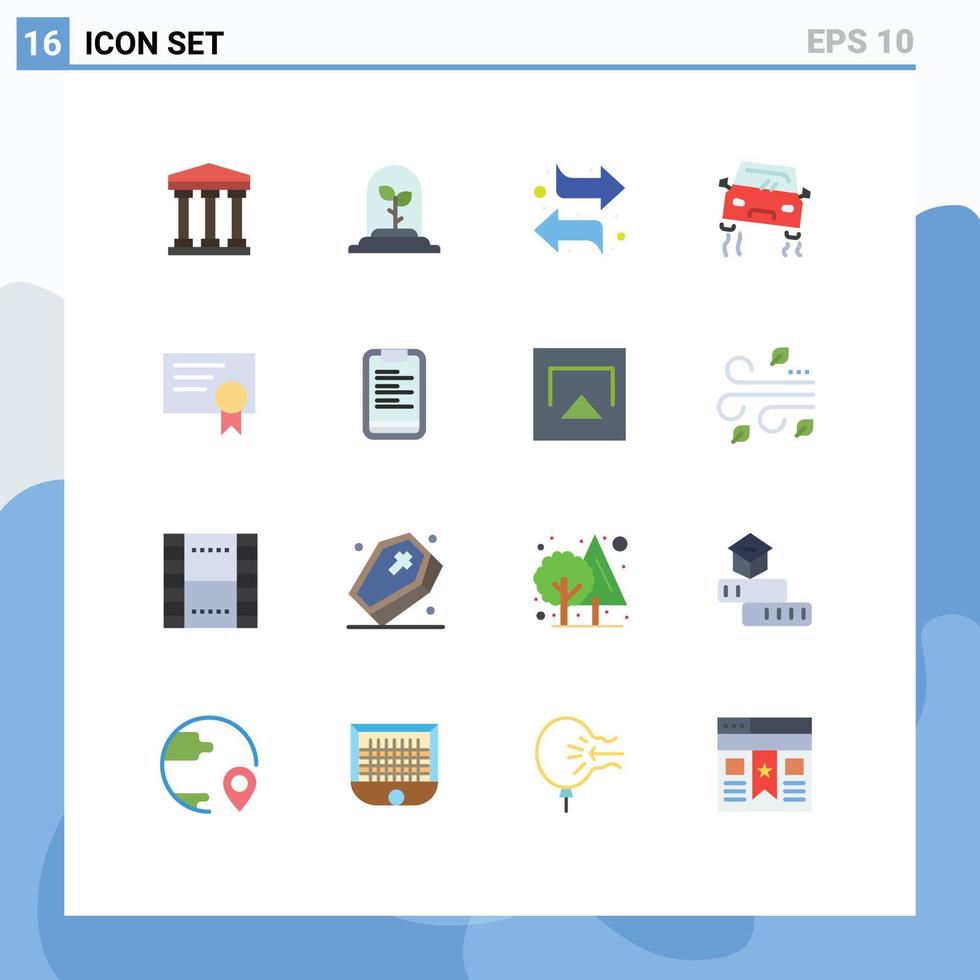 User Interface Pack of 16 Basic Flat Colors of clipboard diploma left certificate road Editable Pack of Creative Vector Design Elements