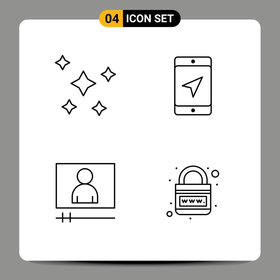 Line Pack of 4 Universal Symbols of nature video planets location video player Editable Vector Design Elements