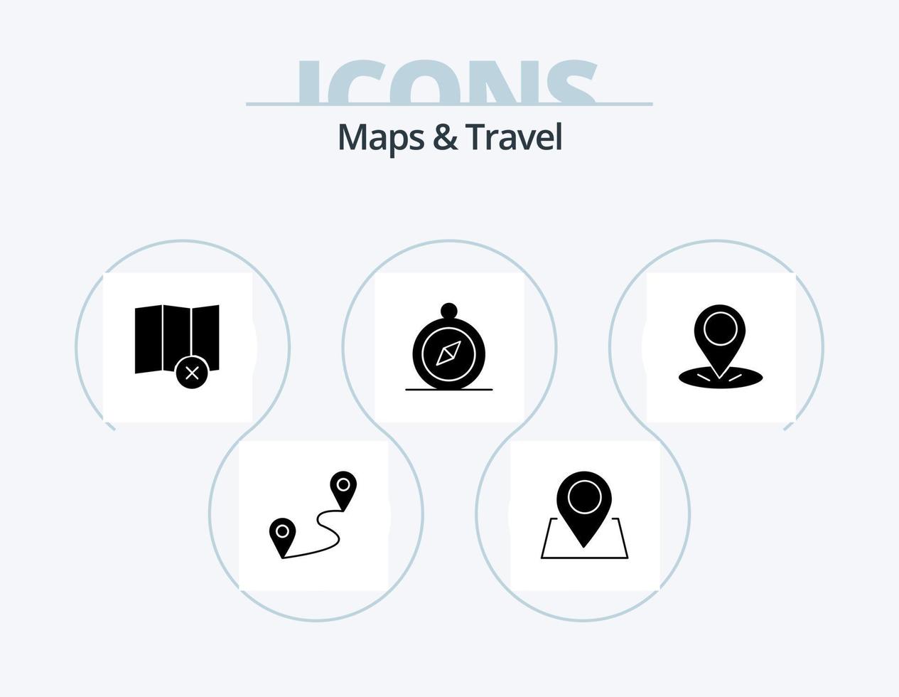 mapas y viaje glifo icono paquete 5 5 icono diseño. . . mapa. alfiler. GPS vector