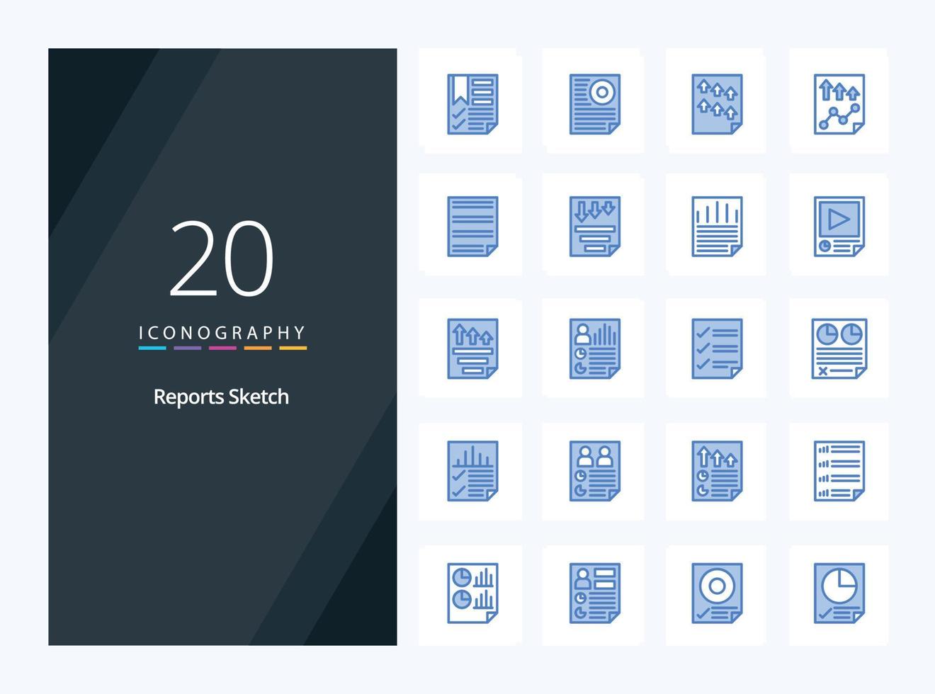 20 Reports Sketch Blue Color icon for presentation vector