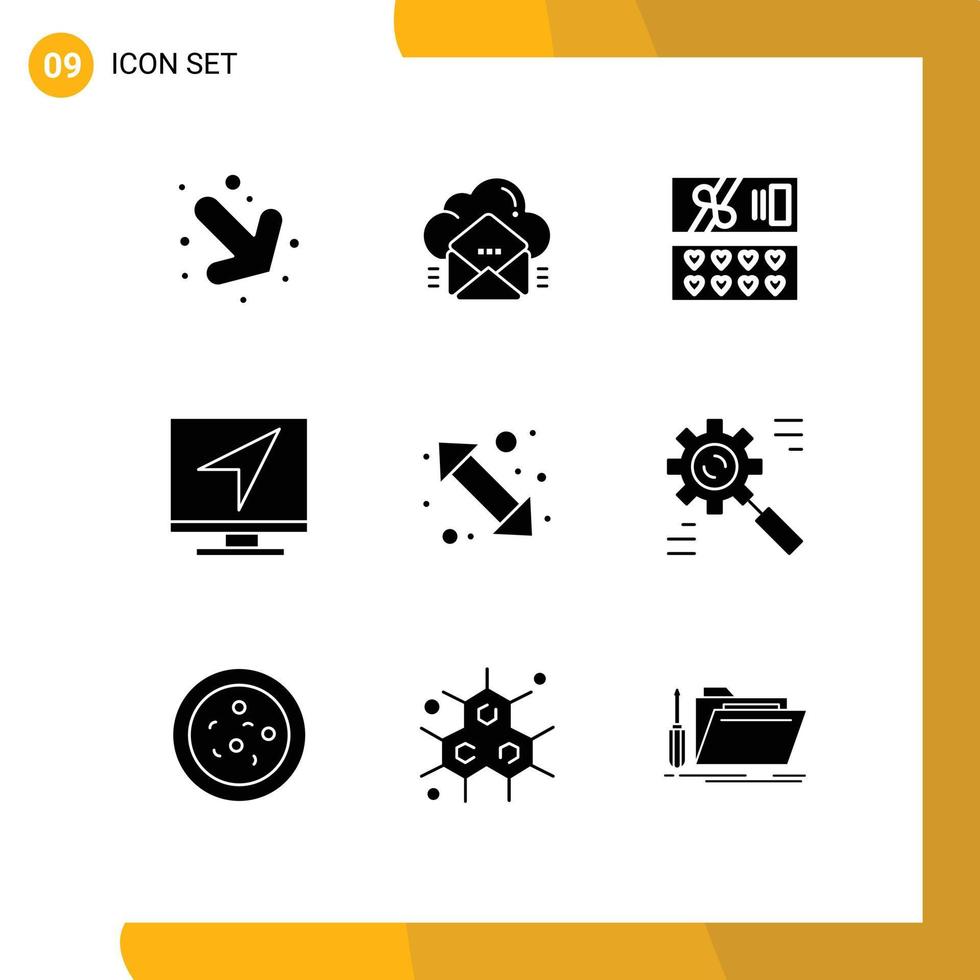 Stock Vector Icon Pack of 9 Line Signs and Symbols for go online gift message computer Editable Vector Design Elements