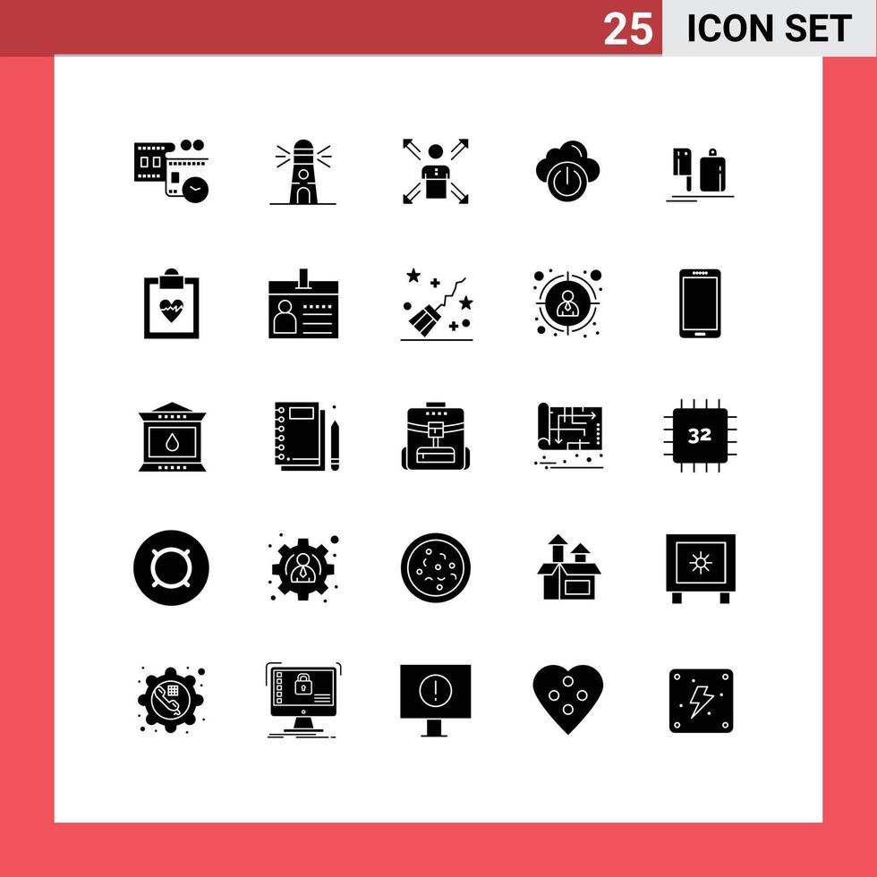 Universal Icon Symbols Group of 25 Modern Solid Glyphs of network cloud arrows ways human Editable Vector Design Elements