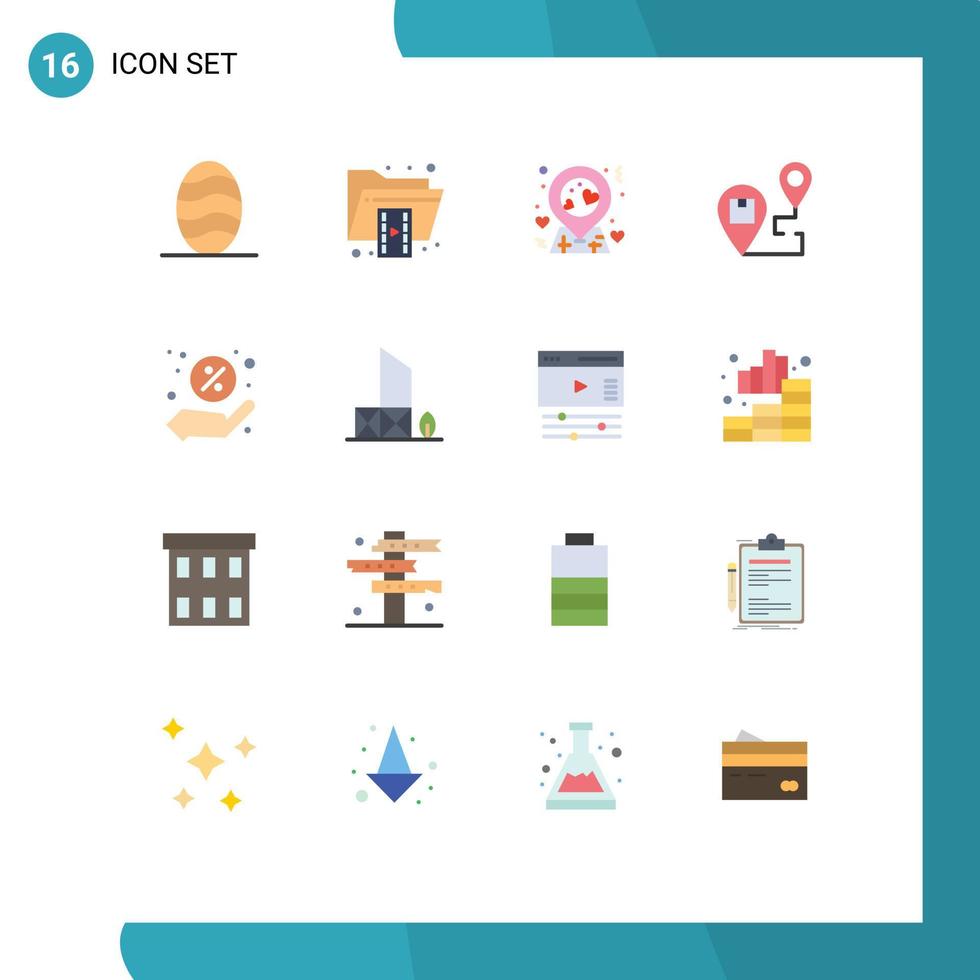16 Thematic Vector Flat Colors and Editable Symbols of sale shipping location map destination Editable Pack of Creative Vector Design Elements