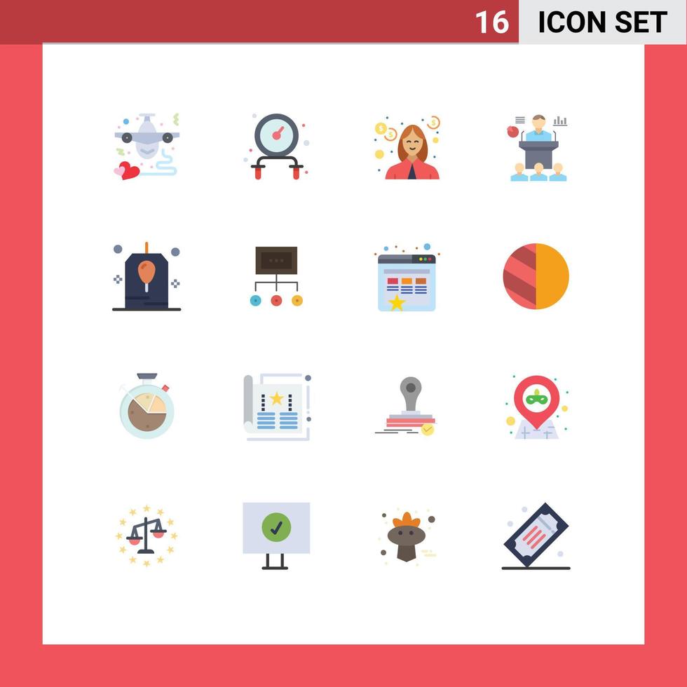 Universal Icon Symbols Group of 16 Modern Flat Colors of seminar convention debt conference teacher Editable Pack of Creative Vector Design Elements
