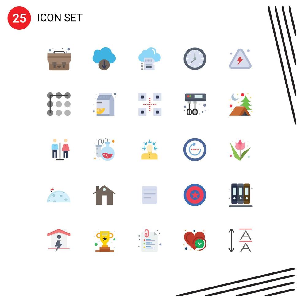 Modern Set of 25 Flat Colors Pictograph of fire combustible data watch time Editable Vector Design Elements