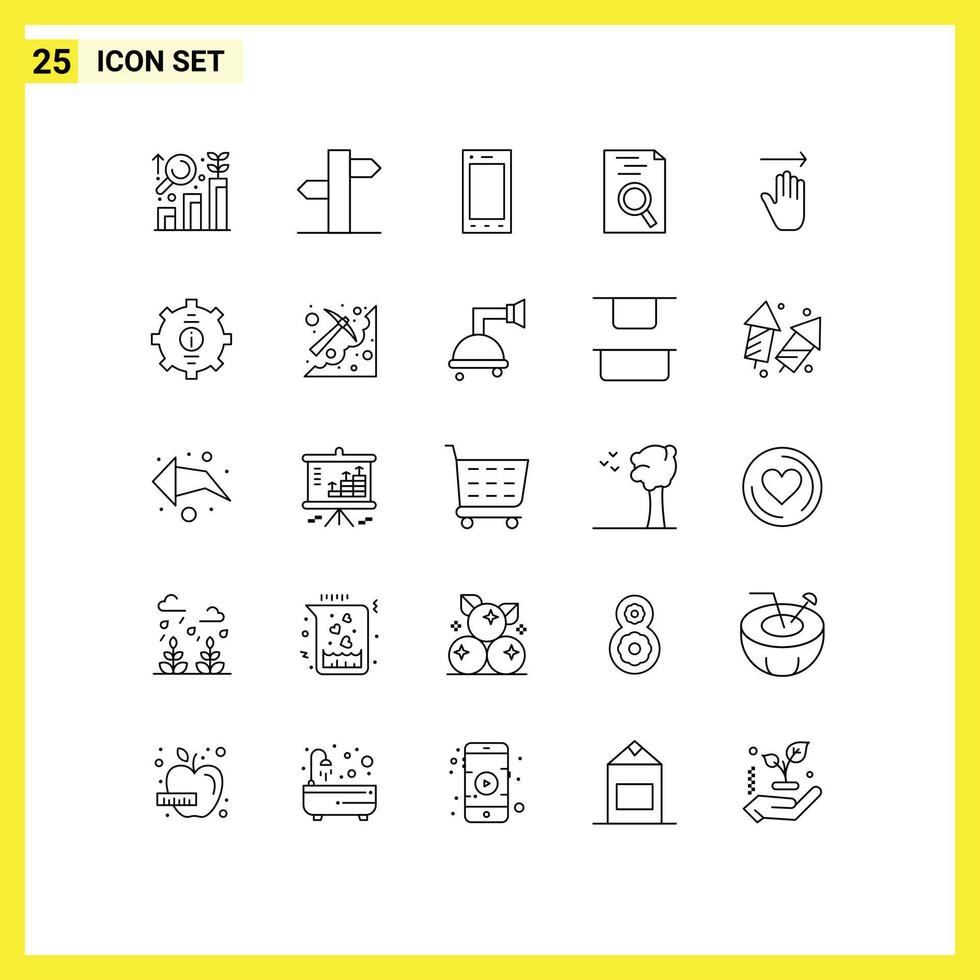 Pictogram Set of 25 Simple Lines of gestures hand devices search hr Editable Vector Design Elements