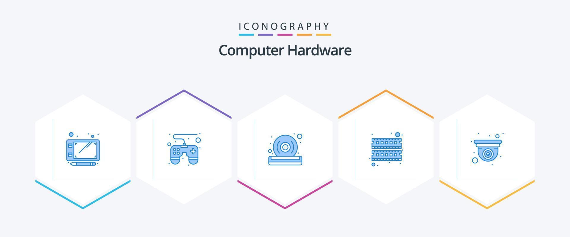 Computer Hardware 25 Blue icon pack including web. camera. quality. cam. hardware vector