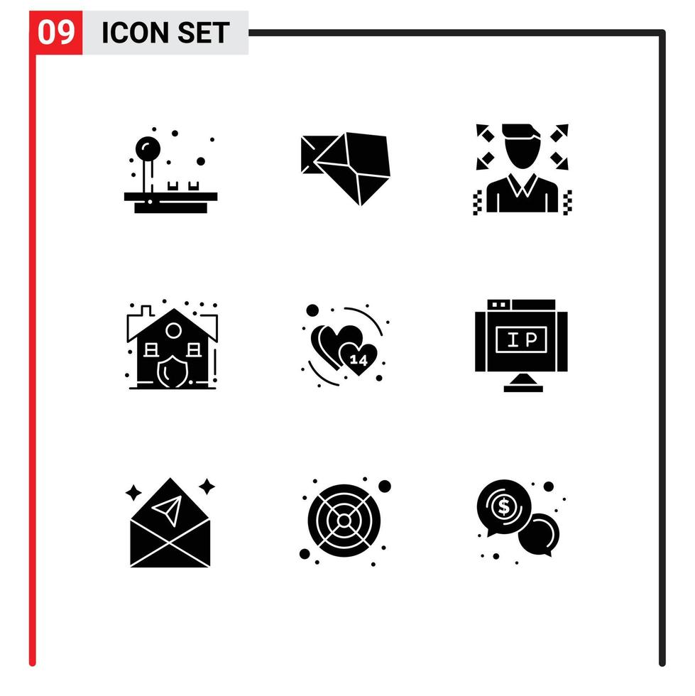 9 Creative Icons Modern Signs and Symbols of february heart businessman security house Editable Vector Design Elements