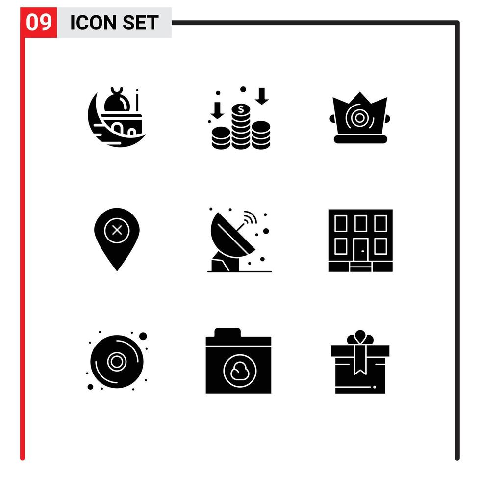 User Interface Pack of 9 Basic Solid Glyphs of astronomy pin best navigation location Editable Vector Design Elements