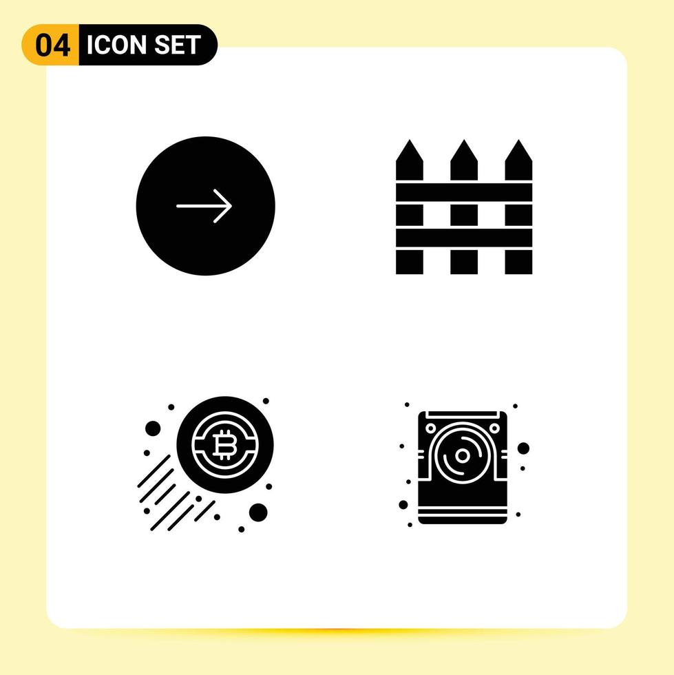 Pictogram Set of Simple Solid Glyphs of control bitcoin music fence trading Editable Vector Design Elements