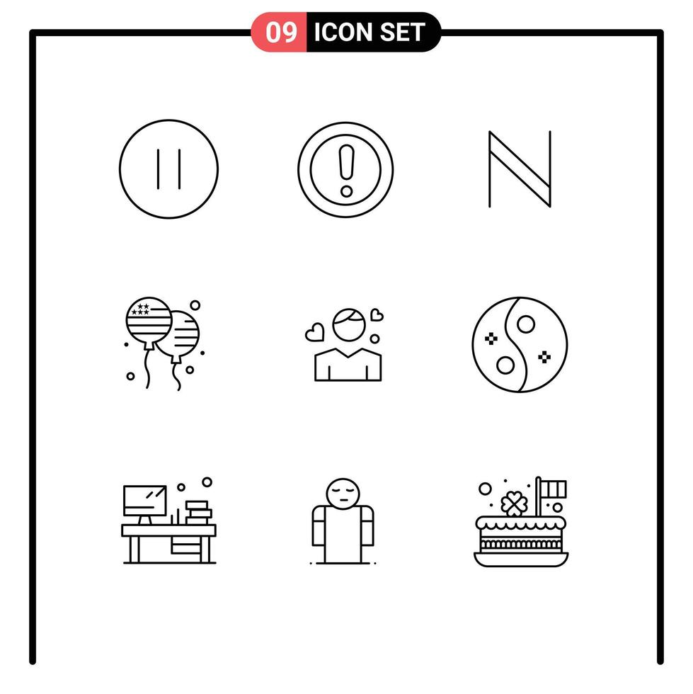 9 Creative Icons Modern Signs and Symbols of boy american support fly bloon Editable Vector Design Elements