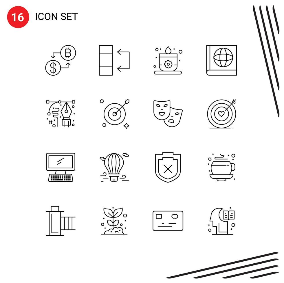 16 Creative Icons Modern Signs and Symbols of target pen sauna drawing art Editable Vector Design Elements