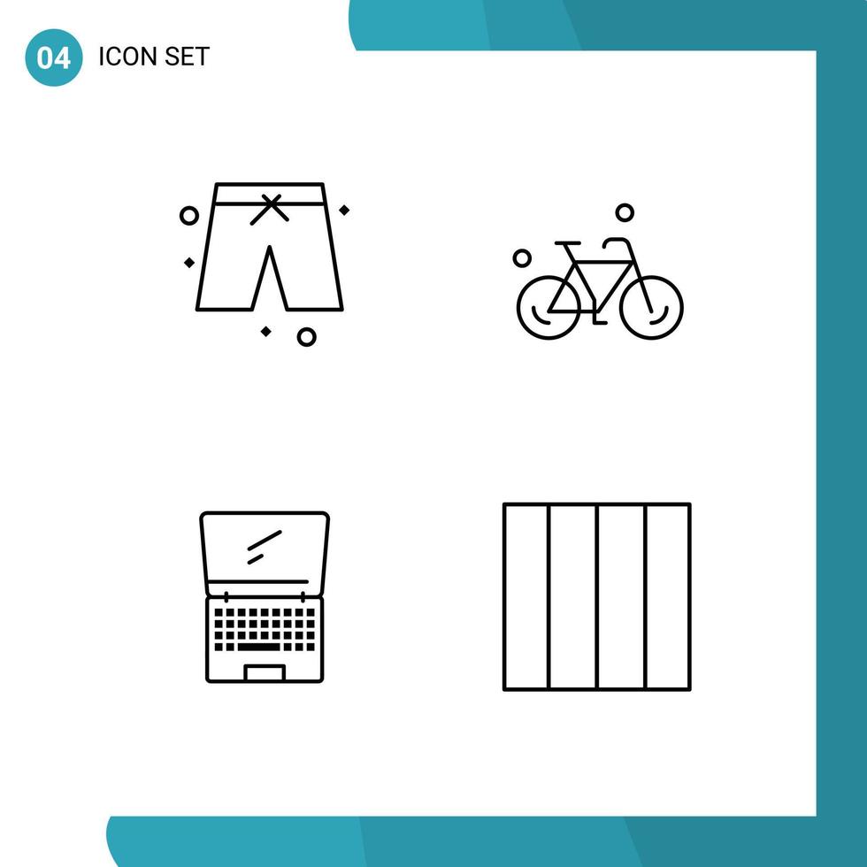 Modern Set of 4 Filledline Flat Colors Pictograph of beach device bicycle spring flip Editable Vector Design Elements