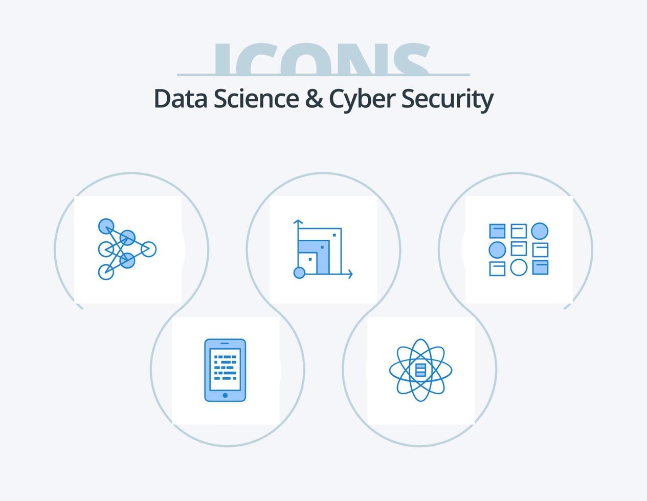 Data Science And Cyber Security Blue Icon Pack 5 Icon Design. pattren. scalabel system. dollar. system. data vector