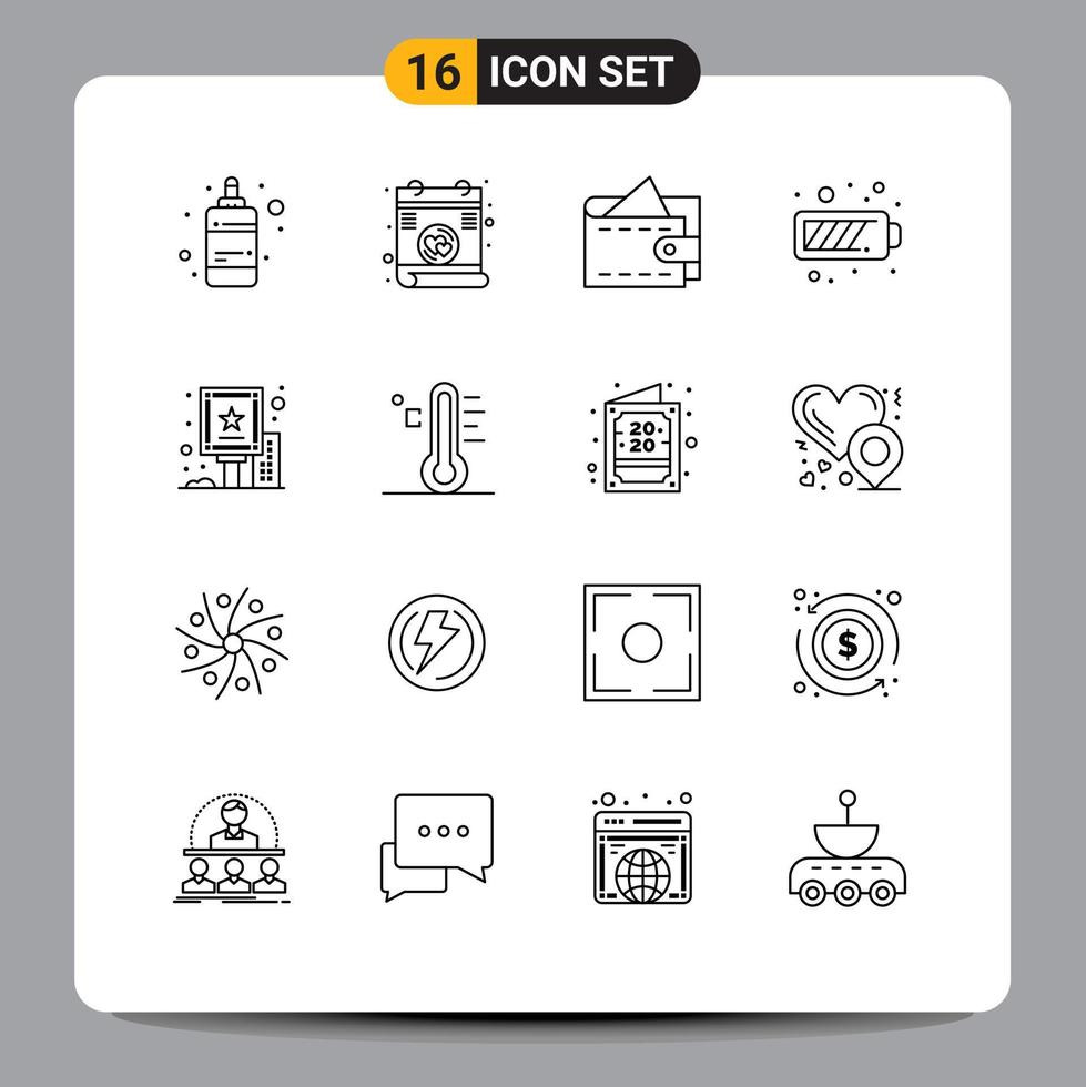 Pack of 16 creative Outlines of board advertising money advertisement mobile Editable Vector Design Elements