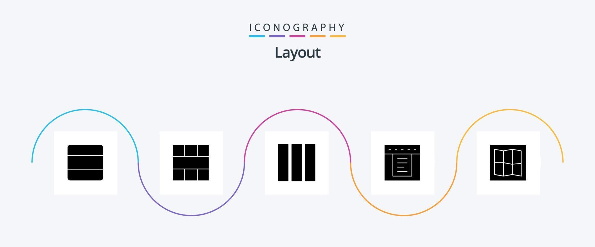 Layout Glyph 5 Icon Pack Including . layout. workspace. web. dropdown vector