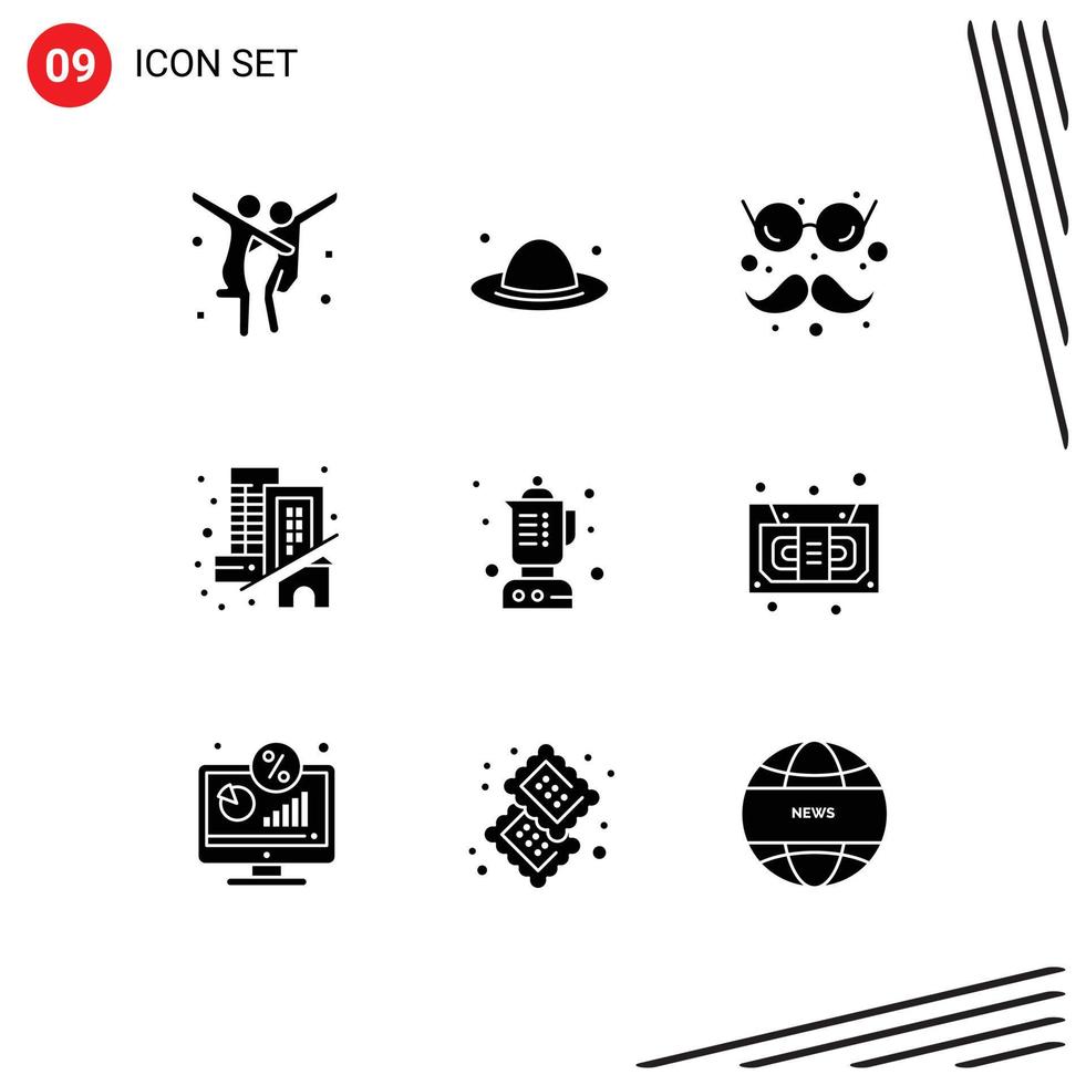 9 Creative Icons Modern Signs and Symbols of food real fun home building Editable Vector Design Elements