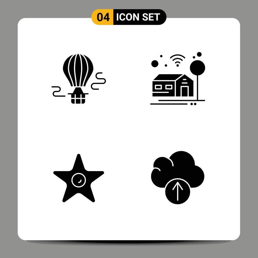 4 Universal Solid Glyphs Set for Web and Mobile Applications air studio transport wifi cloud Editable Vector Design Elements