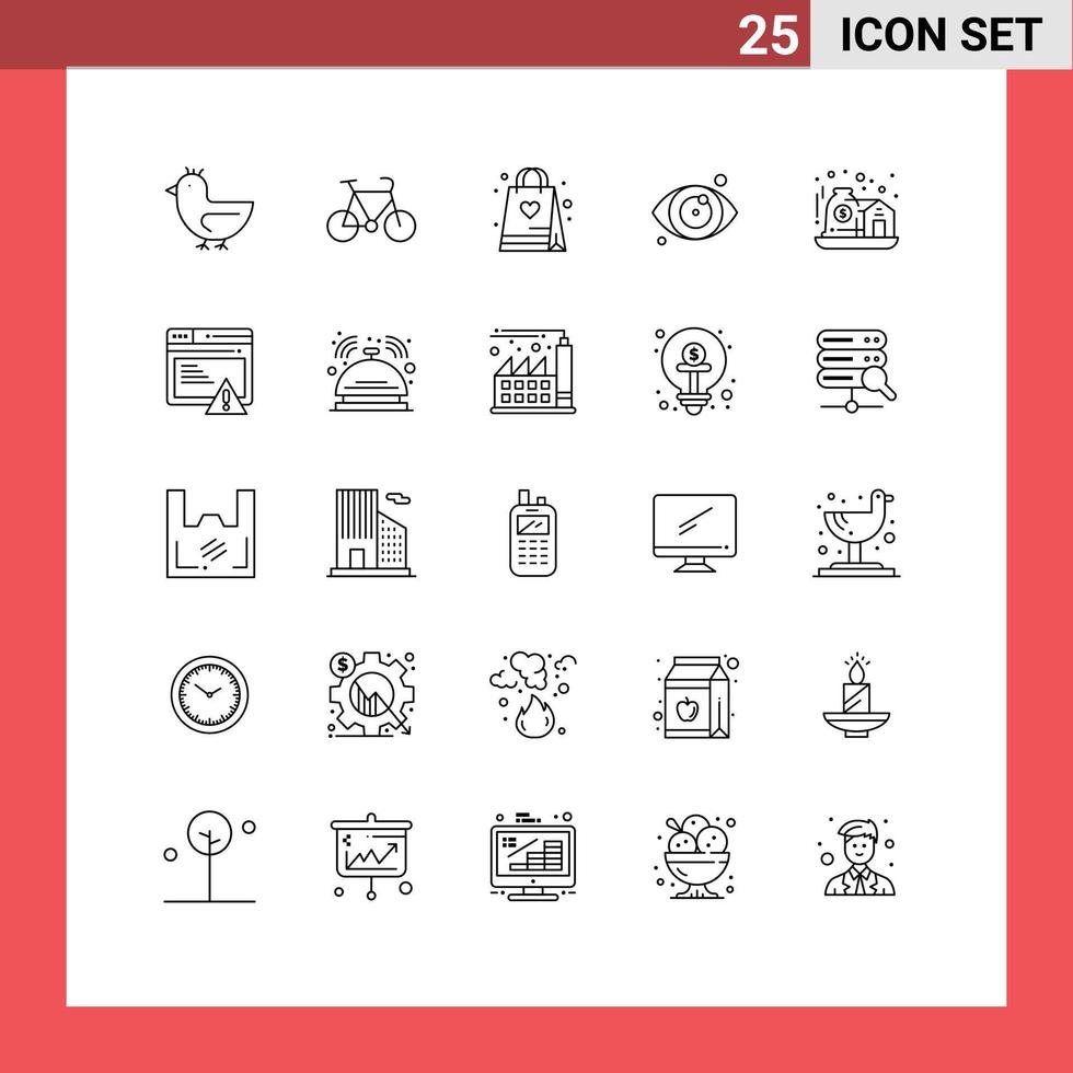 valores vector icono paquete de 25 línea señales y símbolos para inversión activo compras ojo prueba médico editable vector diseño elementos