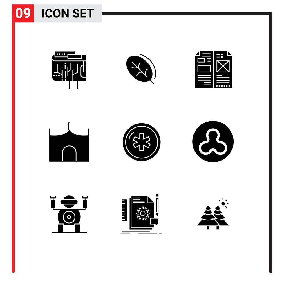 9 Universal Solid Glyph Signs Symbols of fortress castle building spring castle layout Editable Vector Design Elements