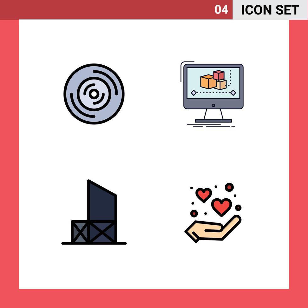 4 Creative Icons Modern Signs and Symbols of disc baywatch cd editor lifeguard Editable Vector Design Elements