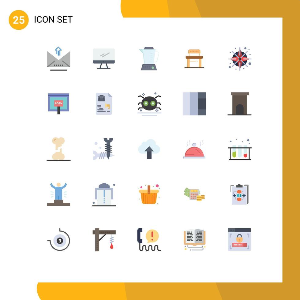 Stock Vector Icon Pack of 25 Line Signs and Symbols for compass chair pc student machine Editable Vector Design Elements