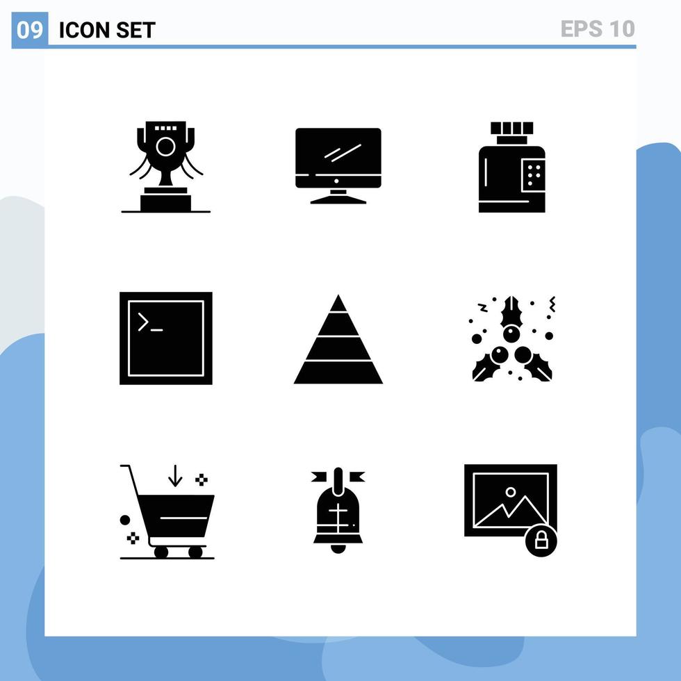 9 Creative Icons Modern Signs and Symbols of pyramid terminal bottle console health Editable Vector Design Elements