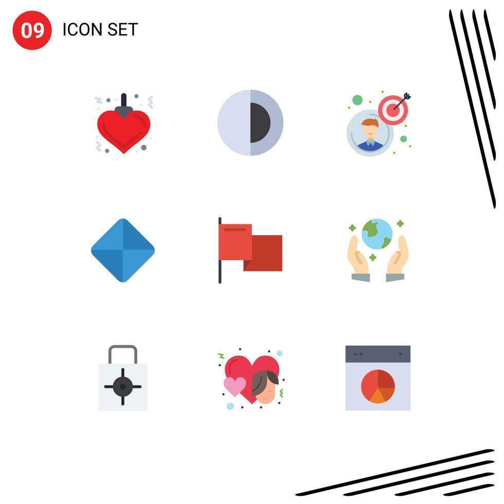 9 Creative Icons Modern Signs and Symbols of earth saving flag goal country tablet Editable Vector Design Elements