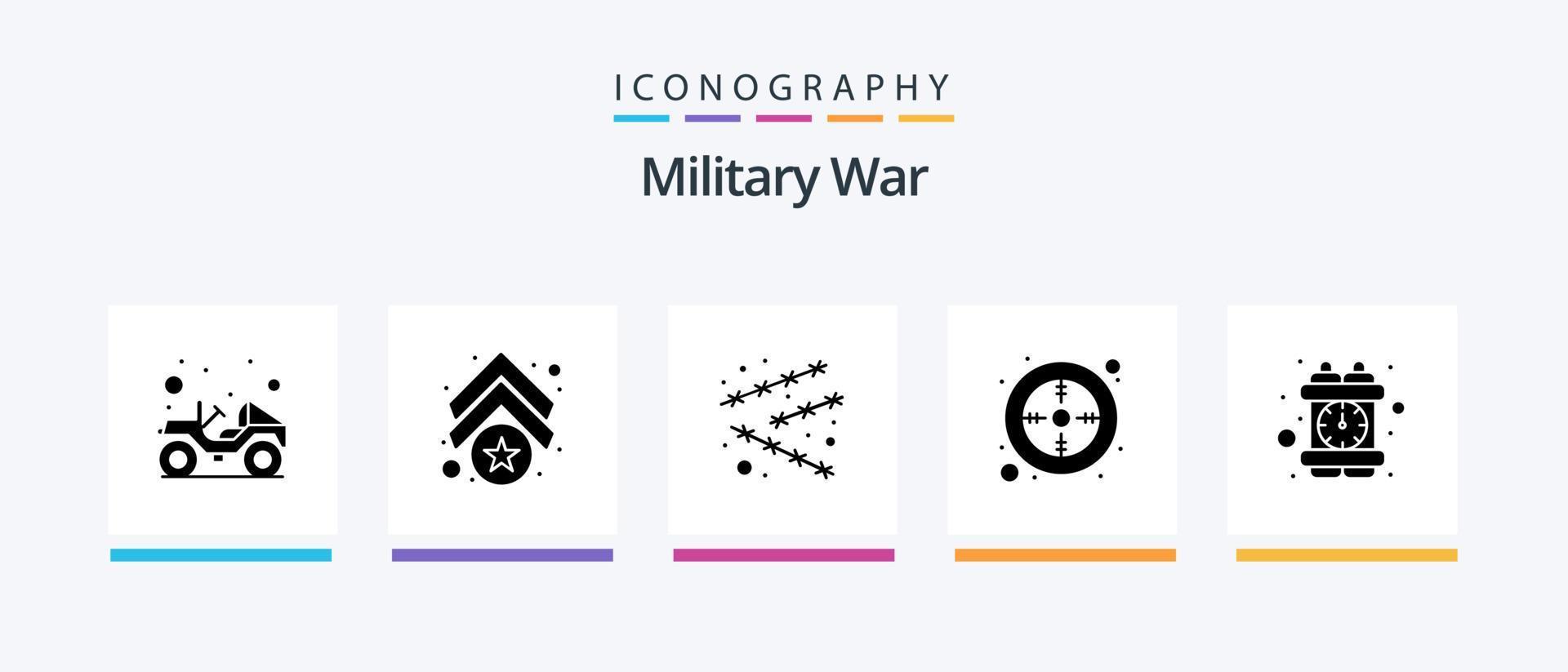 Military War Glyph 5 Icon Pack Including investigation. sight. border. point. aim. Creative Icons Design vector