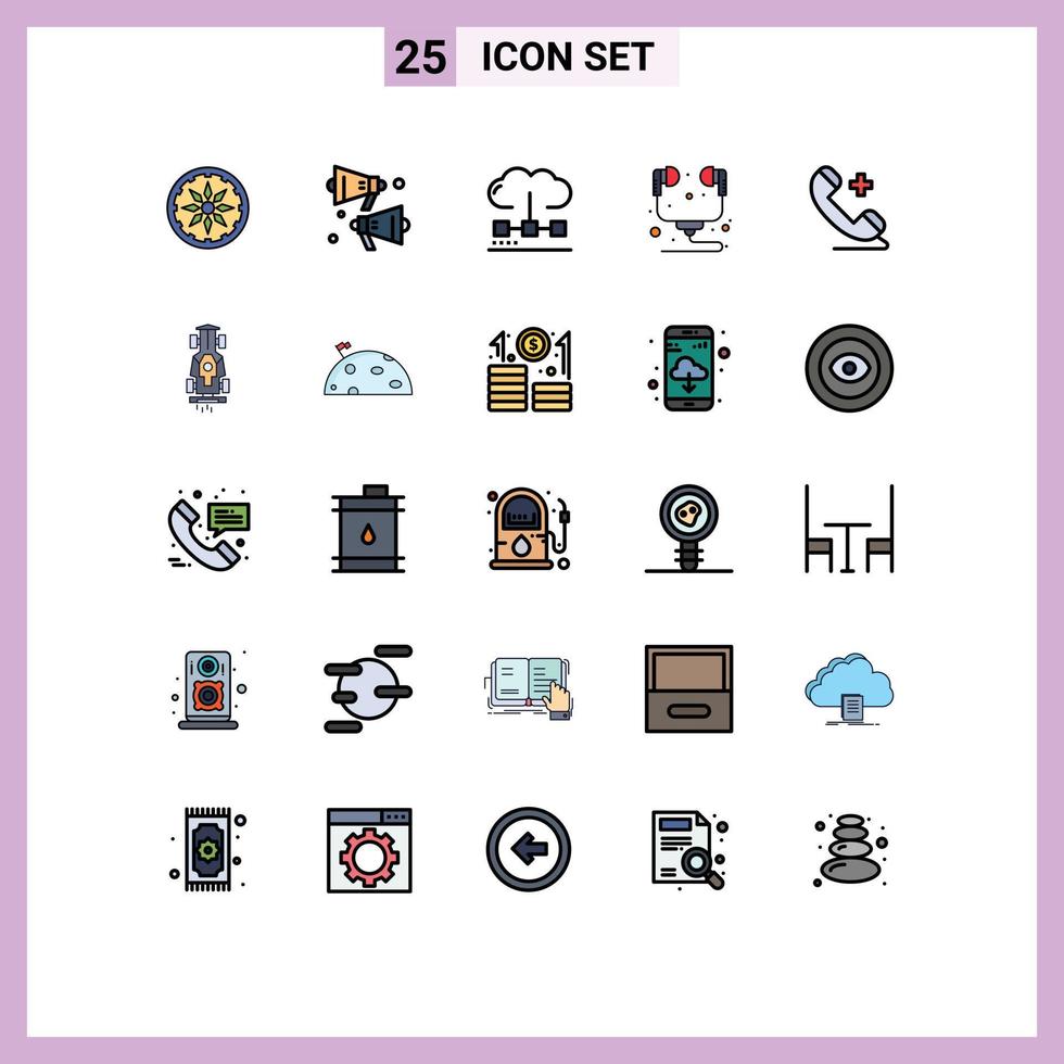 25 Creative Icons Modern Signs and Symbols of plus medical engine headset hardware Editable Vector Design Elements