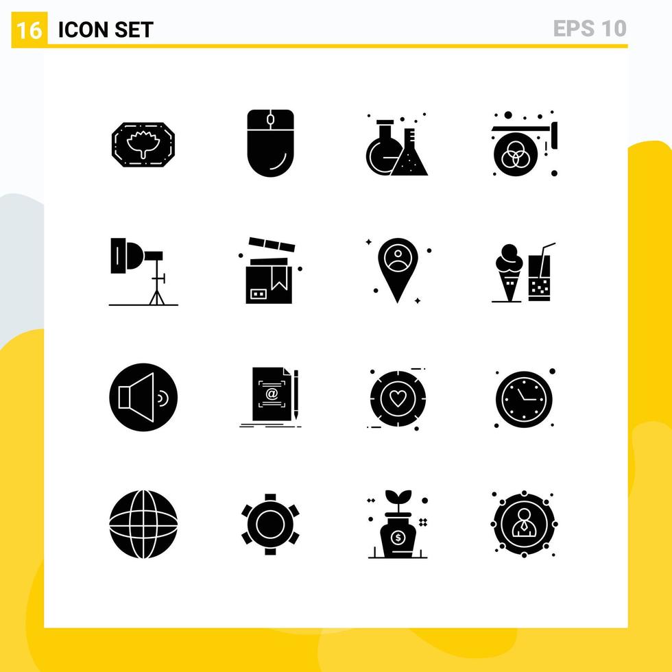 16 Thematic Vector Solid Glyphs and Editable Symbols of photo print lab palette color Editable Vector Design Elements