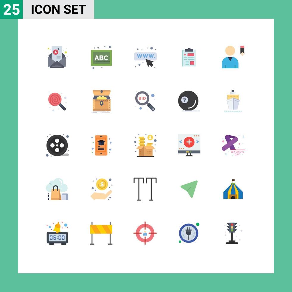 Set of 25 Vector Flat Colors on Grid for user edit seo healthcare record Editable Vector Design Elements