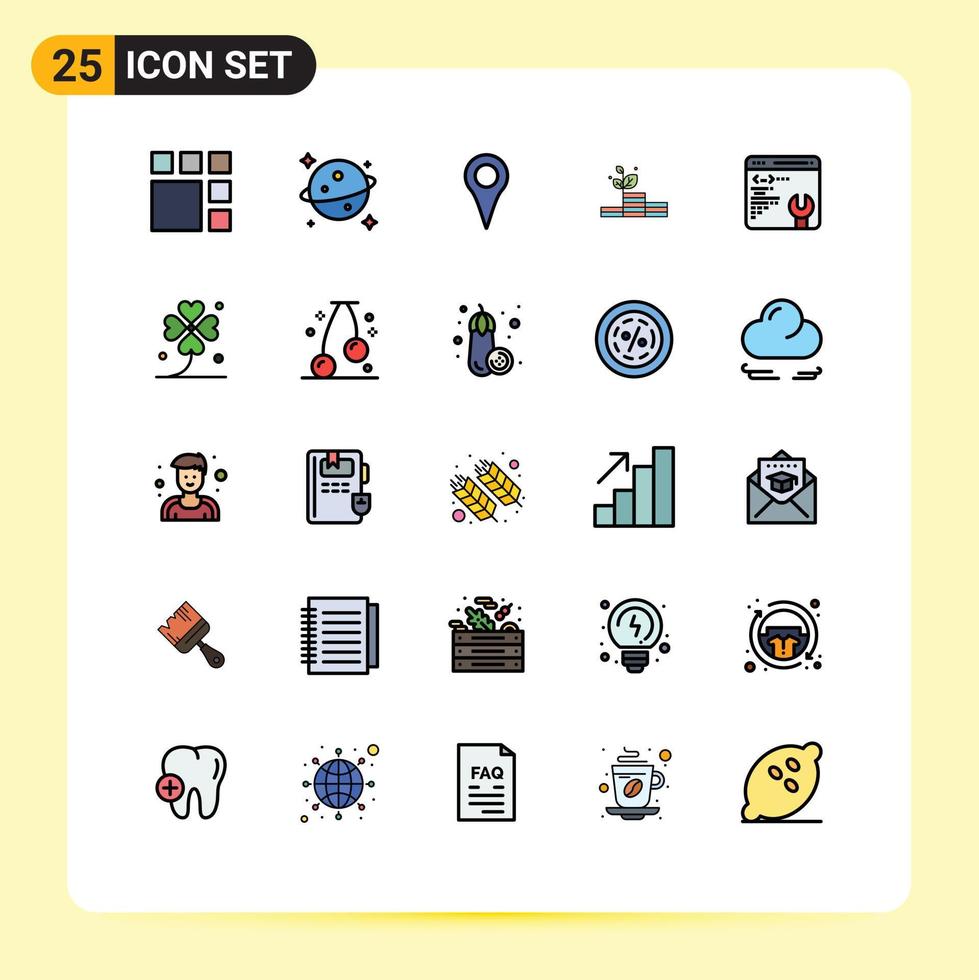 Universal Icon Symbols Group of 25 Modern Filled line Flat Colors of setting development location success growth Editable Vector Design Elements